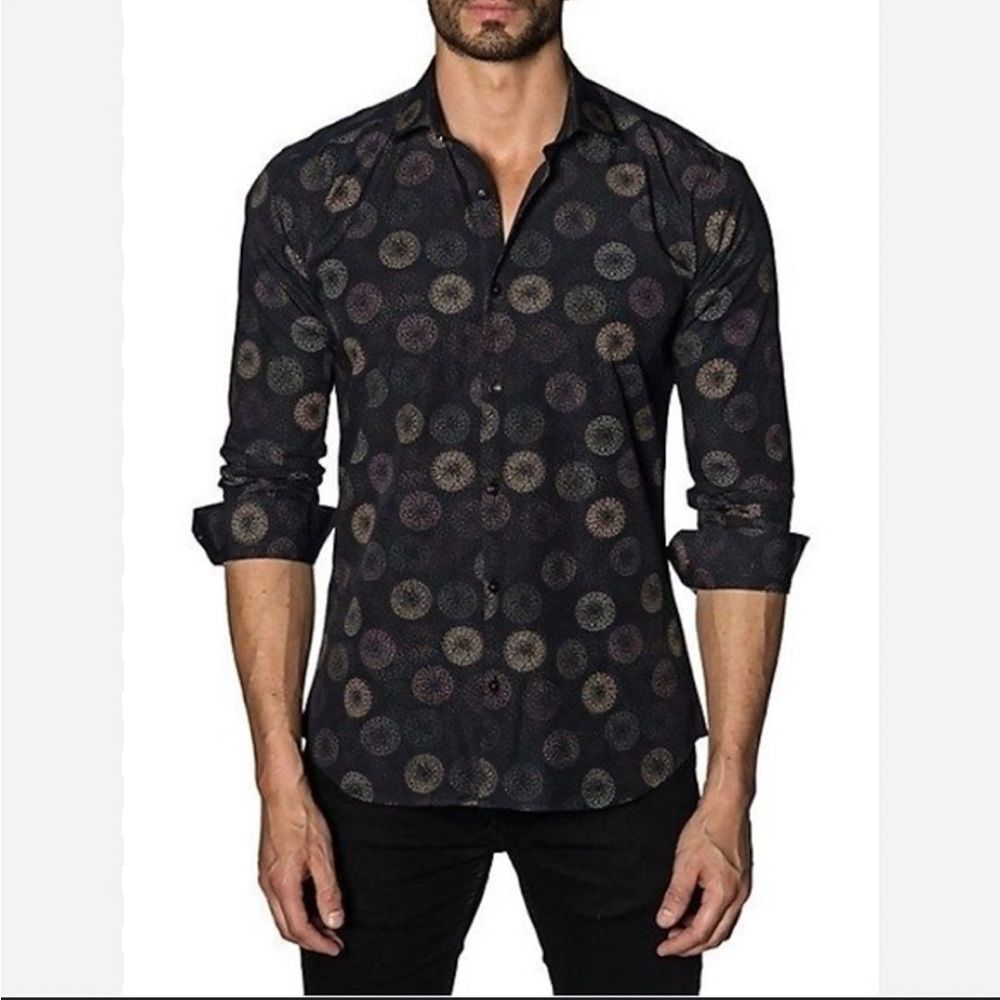 Jared Lang firework dress shirt fit cut size M 100% cotton